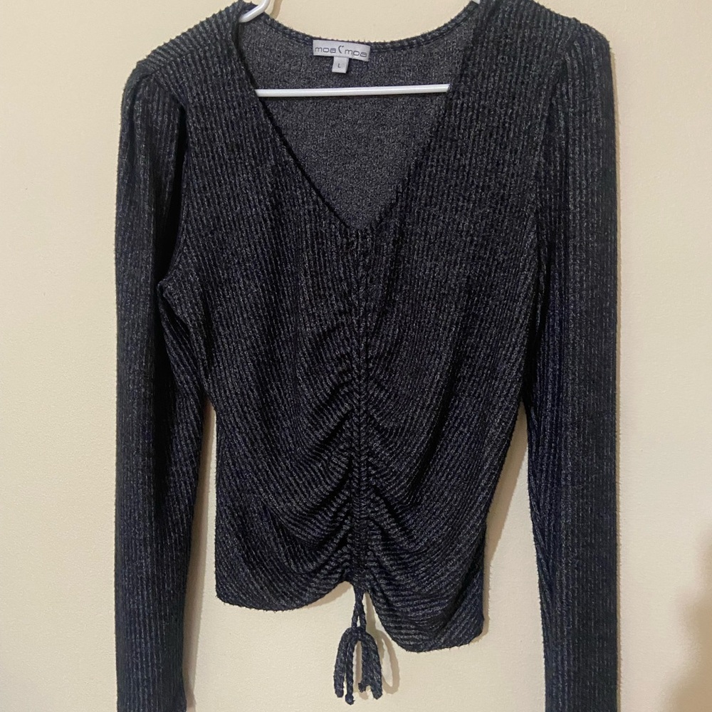 MOA MOA Women's Cinch Front Brushed Hacci Ribbed
Top